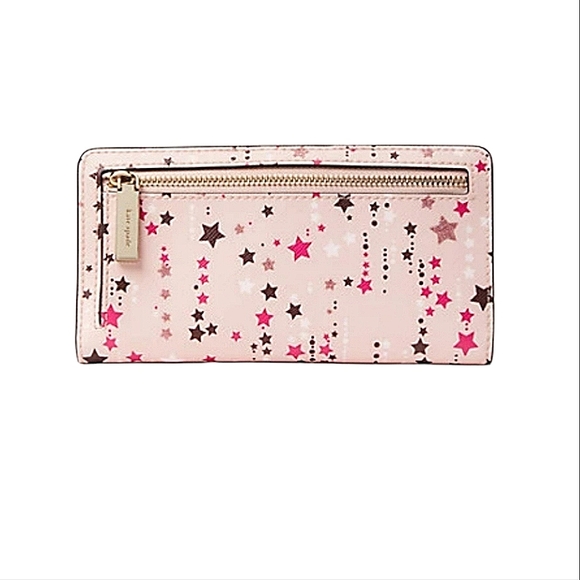KATE SPADE Star Staci Large Slim Bifold Shimmery Pink Wallet - Picture 2 of 16
